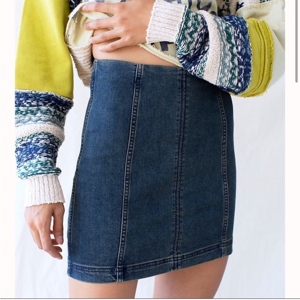 Free People Blue Denim Mini Skirt
